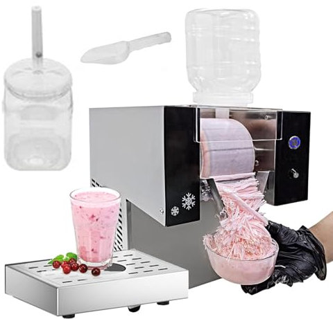 Electric Ice Crusher, Slushy Maker Ice Shaver with Stainless Steel Turntable for Blending Slushies, Commercial Ice Crushing Machine for Snow Cones Slushies Smoothies, and Iced Coffees,70kg/h