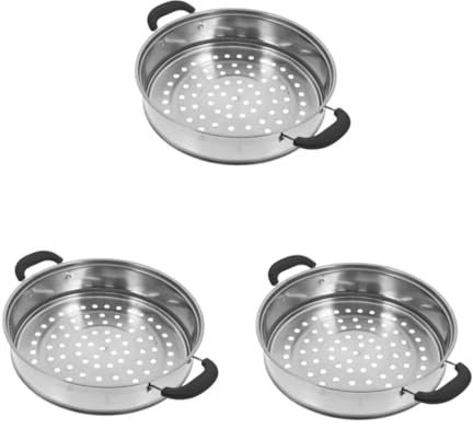 Alipis 3 Piezas De Acero Inoxidable Cesta De Frutas De Huevos Cacerola Wok Horno Tamales Bandeja De Vapor Vaporera Cestas Olla De Vapor Sartén Al Vapor Silver