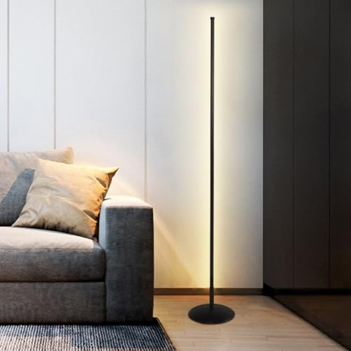 TMKOO Stehlampe, LED-Stehlampen for Wohnzimmer, 3-farbige Beleuchtung, Stehlampe, schwarze Lampen for Wohnzimmer, 140 cm, minimalistische dimmbare Stehlampe mit Fußschalter