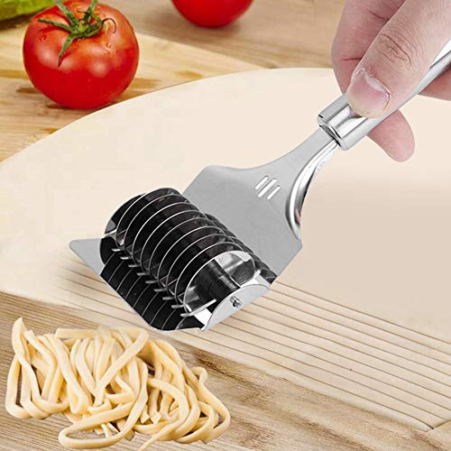 Nikou Stainless Steel Noodle Cutter, Lattice Roller Dough Cutter Pasta Spaghetti Maker for Dough Pressing, Kitchen Cooking Tool, Pasta Roller