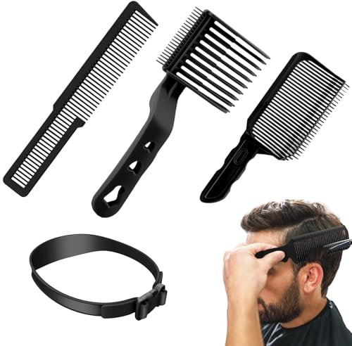 Haarschneidekamm Übergang - 4 Stück Haarschneidekamm Set, Curved Silicone Haircut Band, Übergang Kamm, Verstellbare Haarschneide Schablone, Haarschneidehilfe, Gilt für All Hair Clippers