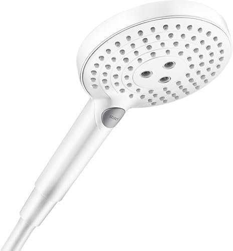 hansgrohe Raindance Select S - Doccetta per doccia a risparmio idrico 5,7 l/min (EcoSmart+), Doccino con 3 getti (incl. PowderRain), Soffione doccia con funzione anticalcare, bianco opaco, 26516700