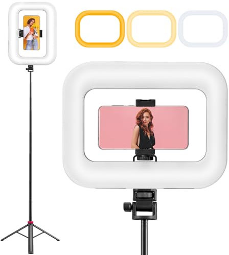 Phone Rig Videoleuchte mit 203,2 cm Stativständer, Handheld-Smartphone-Stabilisator, Foto-Selfie-Ringlichter, 2700 K-6500 K, eingebauter 8000 mAh Akku für Kamera, YouTube, Videoaufnahmen, Filmemachen