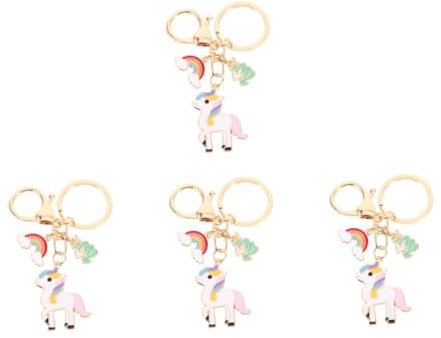 Beavorty 4 Pièces ornements porte-clés Fête de la Licorne faire la fête mignon gobelet carton accessoires charmes de sac à main pour les femmes porte-clés sac à pendentif alliage rose