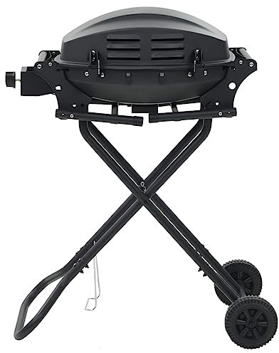 Gasgrill Tragbar mit Kochzone Schwarz - Pulverbeschichteter Stahl für Outdoor & Camping - Langlebig & Einfach zu Reinigen - Perfekt für Familien & Grillabende