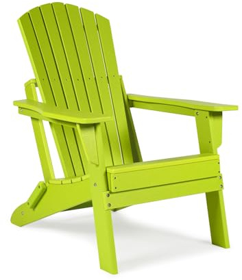 COWVIE Outdoor Adirondack Chair, All-Weather HDPE Folding Garden Chair for Firepit, Patio, Garden, Backyard, Lawn