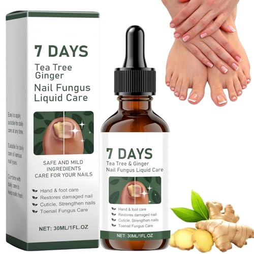 Fungal Nail Treatment Extra Strong,Ginger Tea Tree Nail Fungus Treatment for Toenails&Fingernails,7 Days Nail Fungal Treatment,Nail Strengthener for Damaged Discolored Nails,Nail Repair Serum