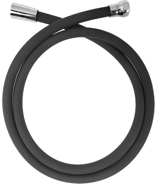 Tubo doccia flessibile 1.5,flessibile doccia in TPR, tubo flessibile in silicone per doccia, tubo per doccia universale con raccordi in ottone per bagno e cabine doccia (Black)