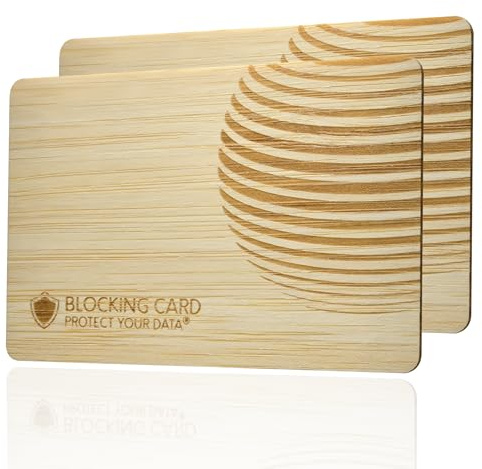 protect your data DEKRA geprüfte Bambus RFID Blocker Karte I Schutz vor Datendiebstahl - Neuste E-Field Störsender-Technologie I extra dünne Karte mit 0,8 mm für Jede Geldbörse I NFC Schutz I (2)