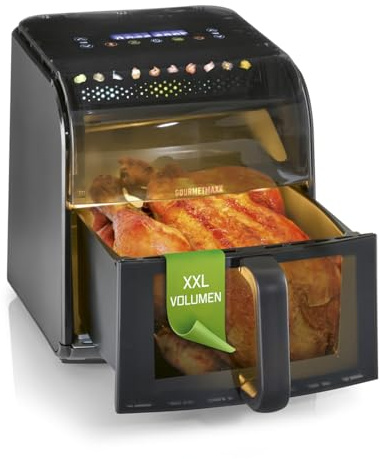 GOURMETmaxx Friggitrice ad aria calda con finestra e tetto panoramico, 7 l, elegante friggitrice ad aria calda con friggitrice e timer, friggitrice con 10 programmi e 7 funzioni, friggitrice ad aria