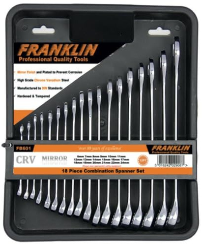 6-24mm Combination Spanner Set 12 Point 18 Piece Franklin Tools FB601