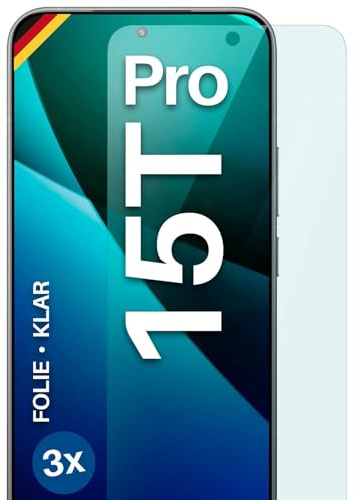 moex für Xiaomi 15T Pro Schutzfolie Displayschutz Folie Ultra-klar HD 0,2 mm kompatibel mit jeder Hülle, Anbringen ohne Blasen, Handyfolie Extra Kratzfest, FlexProtect 3 Stück