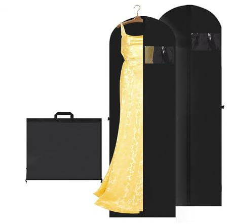 2 Stück Kleidersack Lang 180 x 60 cm, Faltbare | Atmungsaktive Kleiderhülle mit Sichtfenster & Tragegriff für Reisen und Aufbewahrung von Anzügen, Brautkleidern, Mänteln