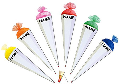 Schultüte - einfarbig - Rohling Uni - Weiß/Grün - 70 cm - incl. Namen - mit Holzspitze/Filzabschluß - Schultüte - Roth - Bastelschultüte - zum Basteln, Be..