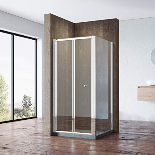 SONNI Duschkabine Falttür Duschwand glas faltbar für Badezimmer 90x90cm mit Seitenwand