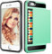 AMPLE Anti-Shock Hybrid Armor Protective Hard Shell with Card Holder Slide Slot Case Cover for IPHONE 5 / 5S / SE (GREEN)