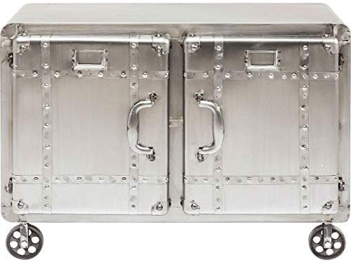 Kare Design Kommode Buster, Silber, Kommode, Schrank, Stahl, rollbar, 2-türig, 60x81x38 cm (H/B/T)