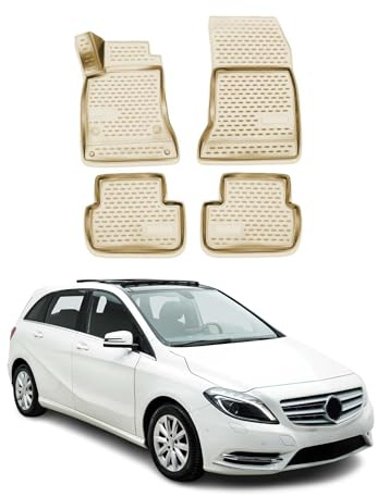 OMAC Fußmatten für Mercedes B Klasse W242 W246 2011-2018 TPE 4X Beige | Gummimatten, Automatten, Allwetter, fahrzeugspezifisches Produkt, Antirutsch, 3D-Passform, wasserdicht