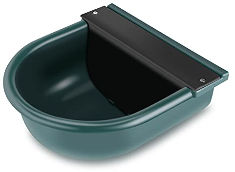 Automatic Horse Waterer with Float Valve, Livestock Water Bowl for Cattle Sheep Goat, 4L Plastic Copper Fittings Drinking Trough, Green