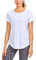 CRZ YOGA Damen Sport T-Shirt Kurzarm Fitness Gym Laufshirt Crewneck Leichte Yoga Oberteile Sommer Top Weiss 38