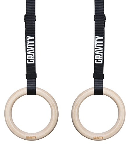 Gravity Fitness Turnringe aus Holz – Verstellbare Gymnastikringe mit Nummerierten Gurten – Für Calisthenics, Bodyweight Training, Krafttraining & Home Gym – 28mm & 32mm Ringe