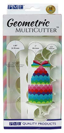 PME GMC194 Geometric MultiCutter-Fish Scale/Scallop, Set of 3 Geometrischer Ausstechformen, Fischschuppen, kleinstückigem, mittelgroßer und großformatigen, ABS Kunststoff, Mehrfarbig