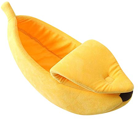 MMLsure® Kreativ Banane Form Hundehöhle,Warm Katzenhöhle,Hundebett,Katzenkorb, Hundekorb,Isolierung Hundedecke für Innen Outdoor Winterfest,Hausnest,Gelb (M)
