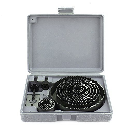 16 tlg. Lochsägen Set von 19 bis 127 mm Krone Bohrerbits Kreissägeblätter mit Koffer zum Schneiden von Bohrlöchern aus Carbonstahl für Holz, Gipskarton, Kunststoff
