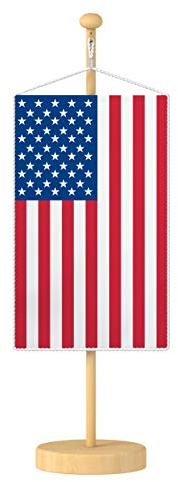 Vispronet® Tischbanner USA Nationalfahne Set ✓ Fahne & Ständer ✓ Kordel-Rand