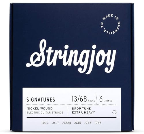 Stringjoy DRP13 Signatures Nickel Wound Guitar Strings, 13-68 Drop Tune Extra Heavy Gauge, Electric Guitar Strings for Enhanced Tone
