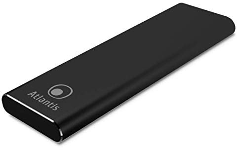 Atlantis DiskMaster M2 esterno con porta USB-C 3.1.Vai M.2/NCFF SATA OGNIlaterale in alluminio satinato NERO: 22x30, 22x42, 22x60, 22x80