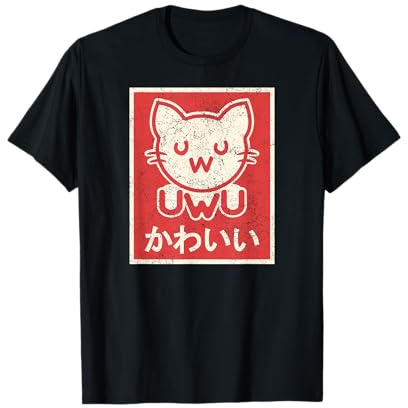 Retro Vintage Japanese UwU Cat Poster - Cute Kawaii Kitten T-Shirt