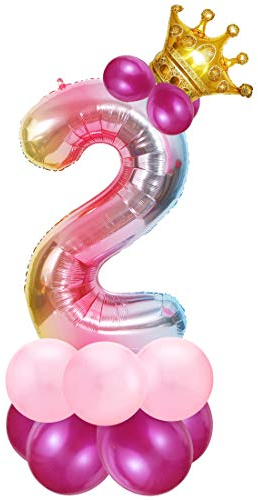 Zahlen Luftballon Rosa, Riesige Folienballon 2, Zahl Luftballon Deco 2. Geburtstag, Bunt Folienzahlen Ballons, Ballon 2 Jahre Mädchen, Helium Zahlenballon für Party, Birthday, Dekoration