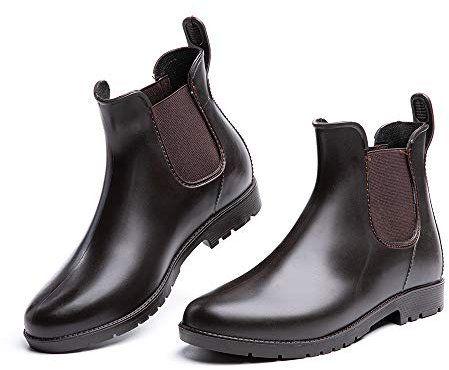Hitmars Stivali Pioggia Donna Stivaletti Gomma Bassi Giardino Impermeabili Chelsea Boots Antiscivolo Eleganti Comodi Taglia 43