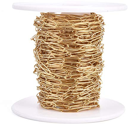 Cheriswelry 10 meter 304 rostfritt stål gyllene pappersklippkedjor 10 x 2,5 mm lödd platt ovalt halsband kabelkedjelänk för punk smycken armband kragtillverkning