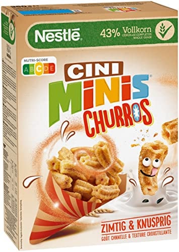 Nestlé CINI MINIS Churros Frühstücks-Cerealien mit 42% Vollkorn-Anteil, 1er Pack (1x360g)