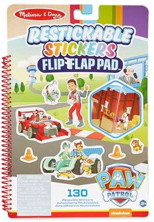 Melissa & Doug |PAW Patrol | Block mit Klappen und wiederaufklebbaren Stickern | Klassische Missionen | 130 wiederverwendbare Sticker