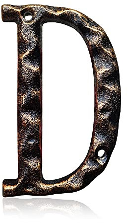 Hausnummern & Buchstaben, gut sichtbare Gusseisen-Metall, Haus-Adressnummer für Street Office Briefkasten, antikes Messing (Buchstabe D)
