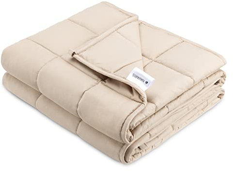Navaris Gewichtsdecke 135x200 cm 8,8 kg - Bezug aus Baumwolle - 7 Schichten - Decke schwere Bettdecke - Beschwerte Decke beige