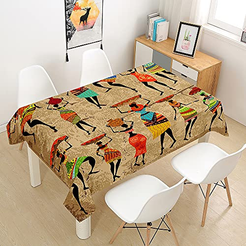 Oduo Tischdecke Wasserdicht Polyester Rechteckig, 3D Tribal Art Muster Tischdecke Abwaschbar Pflegeleicht Fleckschutz Indoor Küche Outdoor Garten Deko (Afrikanischer Stamm,140x200cm)