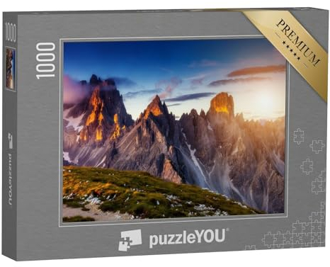 puzzleYOU: Puzzle 1000 Teile „Blick auf den Gipfel der Cadini di Misurina im Nationalpark DREI Zinnen“ – aus der Puzzle-Kollektion Österreich