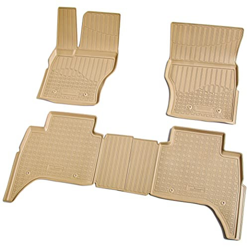Recambo 3D Gummi Fußmatten kompatibel für Range Rover Sport II | L494, LW | ab 2013> | Auto Gummimatten | Passgenau | mit Rand | beige