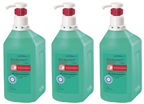 Schülke Desderman | 3 x 1000 ml Hyclick | Händedesinfektionsmittel | Desinfektionsmittel mit integriertem Pumpspender
