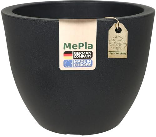 MePla Blumentopf Siena - runder Pflanzkübel - wetterfestes Pflanzgefäß - UV-beständiger Blumenkübel - Pflanzentopf - Kübel - ø50 - anthrazit