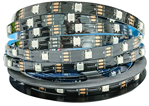 Tesfish 5V WS2812B LED Streifen Licht, 5 Meter RGB LED Pixel Strip 5050 150 LEDs IP30 Flexible Vollfarbiger Individuell Adressierbarer Smart Lichtleiste für Werbung Dekoration DIY Projekte