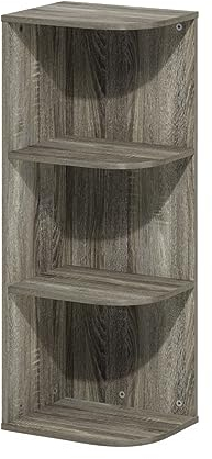 Furinno Pasir 3-Tier Corner Open Shelf Bookcase, French Oak