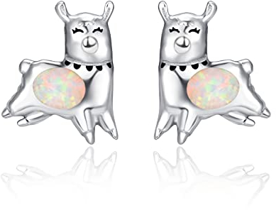 TANGPOET Opal Ohrringe 925 Sterling Silber Alpaka Ohrringe Tier Schafe Ohrstecker Schmuck Geschenke für Damen Frauen Mädchen Kinder