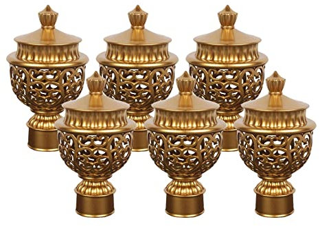 Sharplace 6X Gardinenstangen-Kopfstecker-Set Retro-Dekoration Gardinenstangen-Endstücke für Hotel, Gold