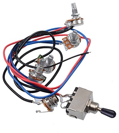 guitar wiring harness 1 Set Wiring Harness Prewired 2v2t 3 Way Toggle Converter 500k Pots For Gibson Replacement Guitar (Color : Bk)