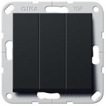 Gira 2830005 Wippschalter BS 3f Aus System 55, Schwarz matt